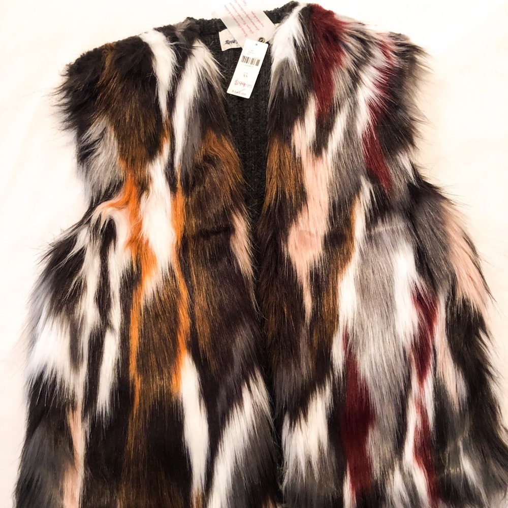 NWT Anthropologie Vivid Faux Fur Vest Rosie Neira